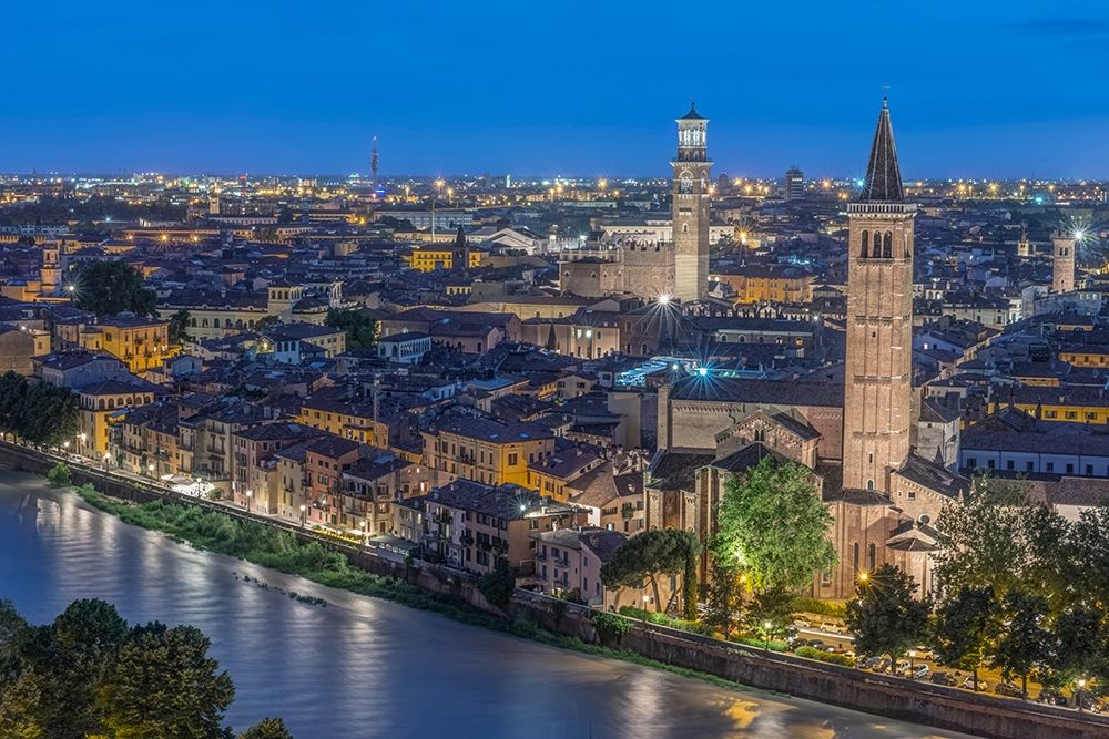 Italy-Verona Looking Down From Castello San Pietro at Twilight